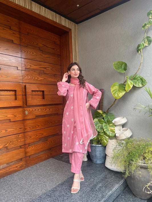 EMB Pink Kurta -stiched 🌸